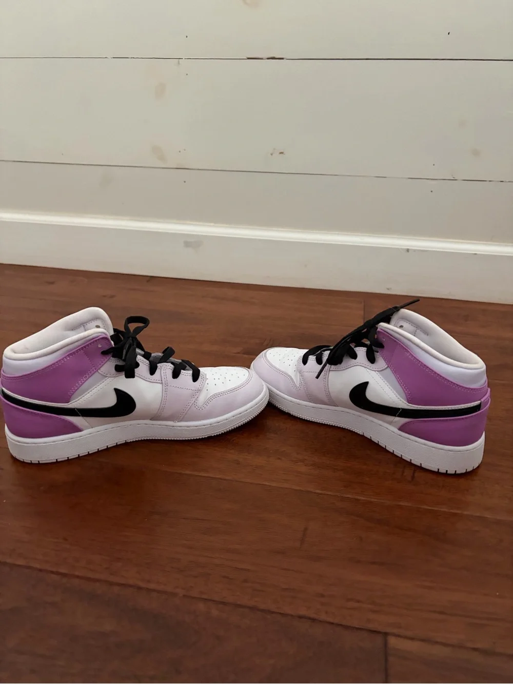Jordan Kids' Sneakers - White & Lavender with Black Swoosh